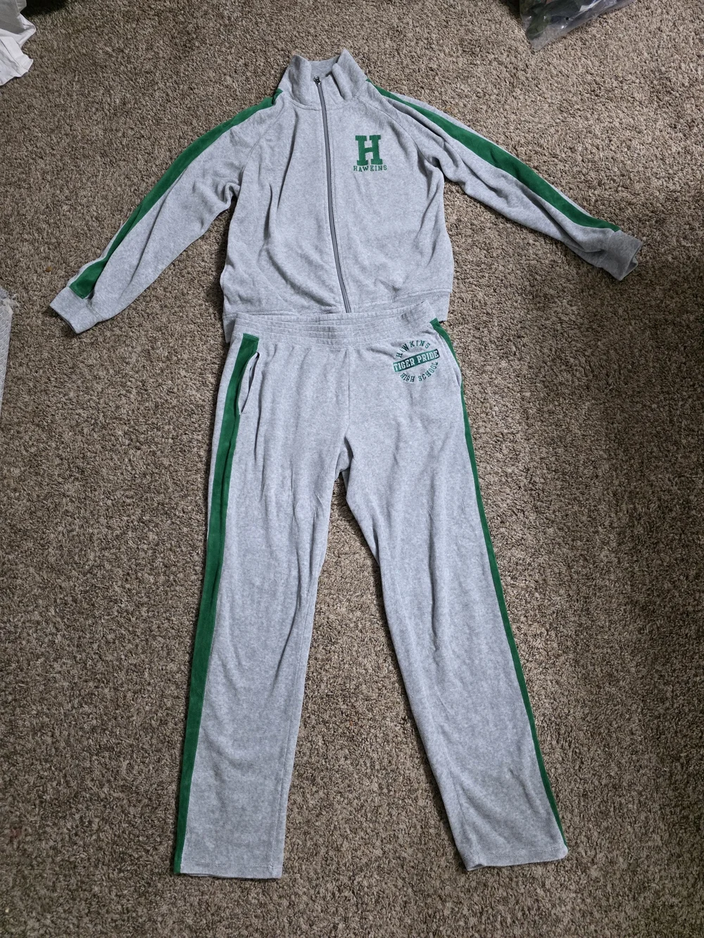 Gray & Green Track Jogger Set - H‎ Logo